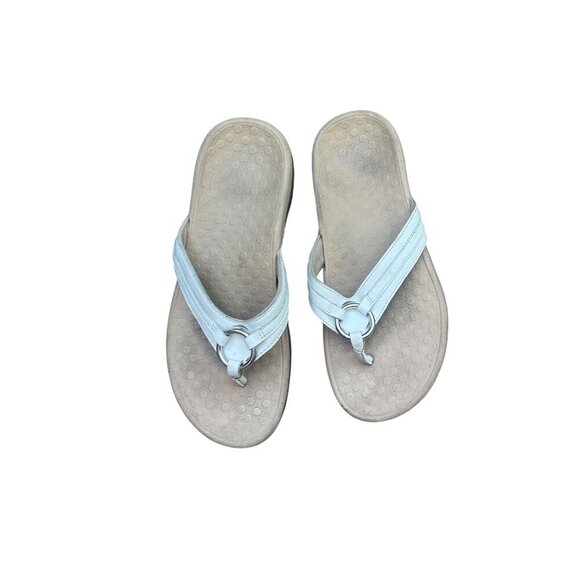 Vionic White Leather Tide Aloe Toe Post Ortho Heel Thong Sandals Size 7 - Picture 1 of 10